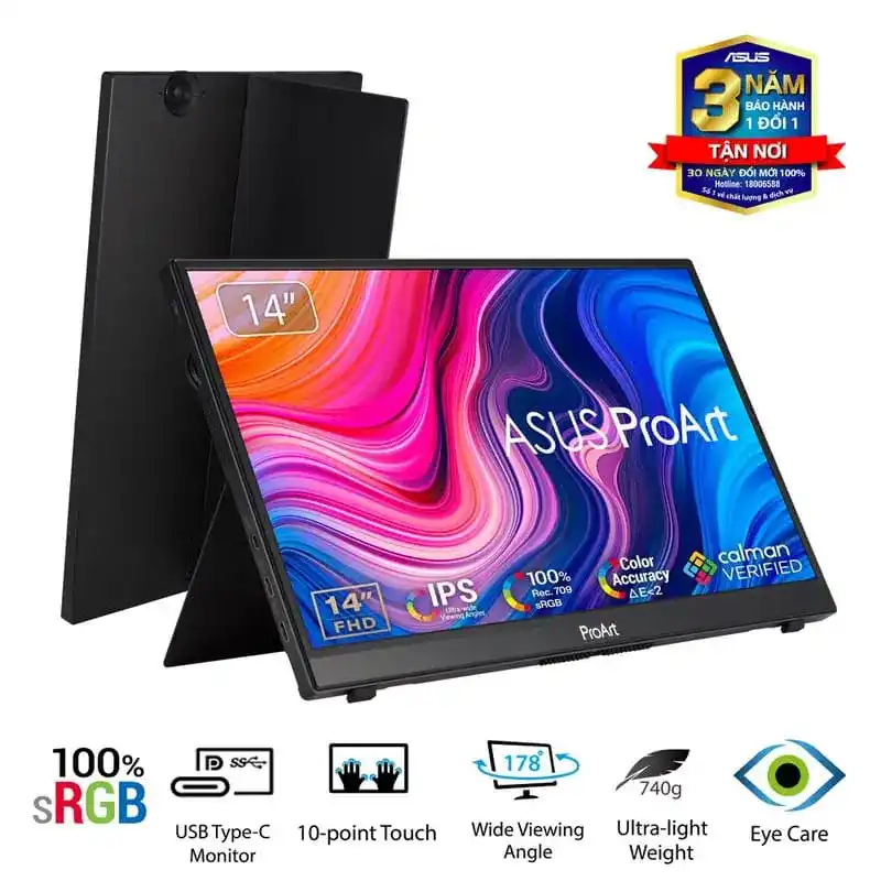 ASUS ProArt Display PA148CTV Portable Touch Monitor - 14 inch, Full HD, IPS, Eye Care, Micro HDMI