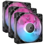 CORSAIR iCUE LINK RX120 RGB Black Triple Starter Kit Fans - 3x 120mm PWM Fan, iCUE LINK System Hub included