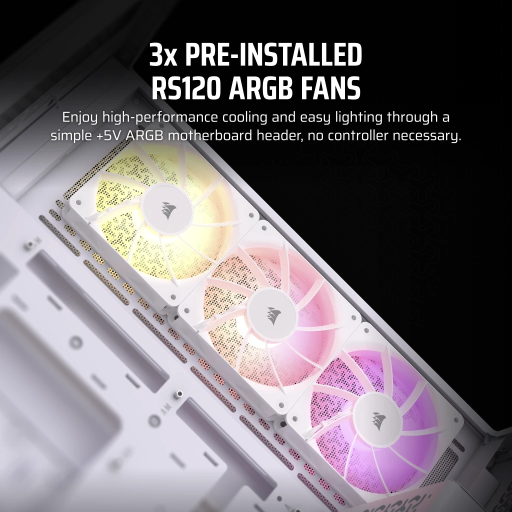 CORSAIR 3500X ARGB White Glass PC Case - Mid-Tower, 3x RS120 ARGB fans, Reverse Connection Motherboard Compatible 8 CORSAIR 3500X ARGB White Glass PC Case - Mid-Tower, 3x RS120 ARGB fans, Reverse Connection Motherboard Compatible - Ảnh 8