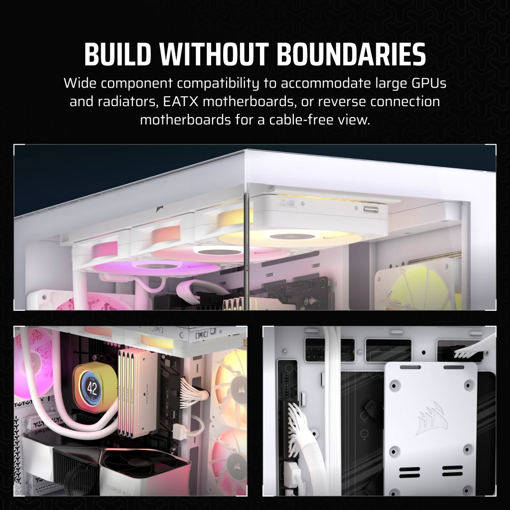 CORSAIR 3500X ARGB White Glass PC Case - Mid-Tower, 3x RS120 ARGB fans, Reverse Connection Motherboard Compatible 9 CORSAIR 3500X ARGB White Glass PC Case - Mid-Tower, 3x RS120 ARGB fans, Reverse Connection Motherboard Compatible - Ảnh 9