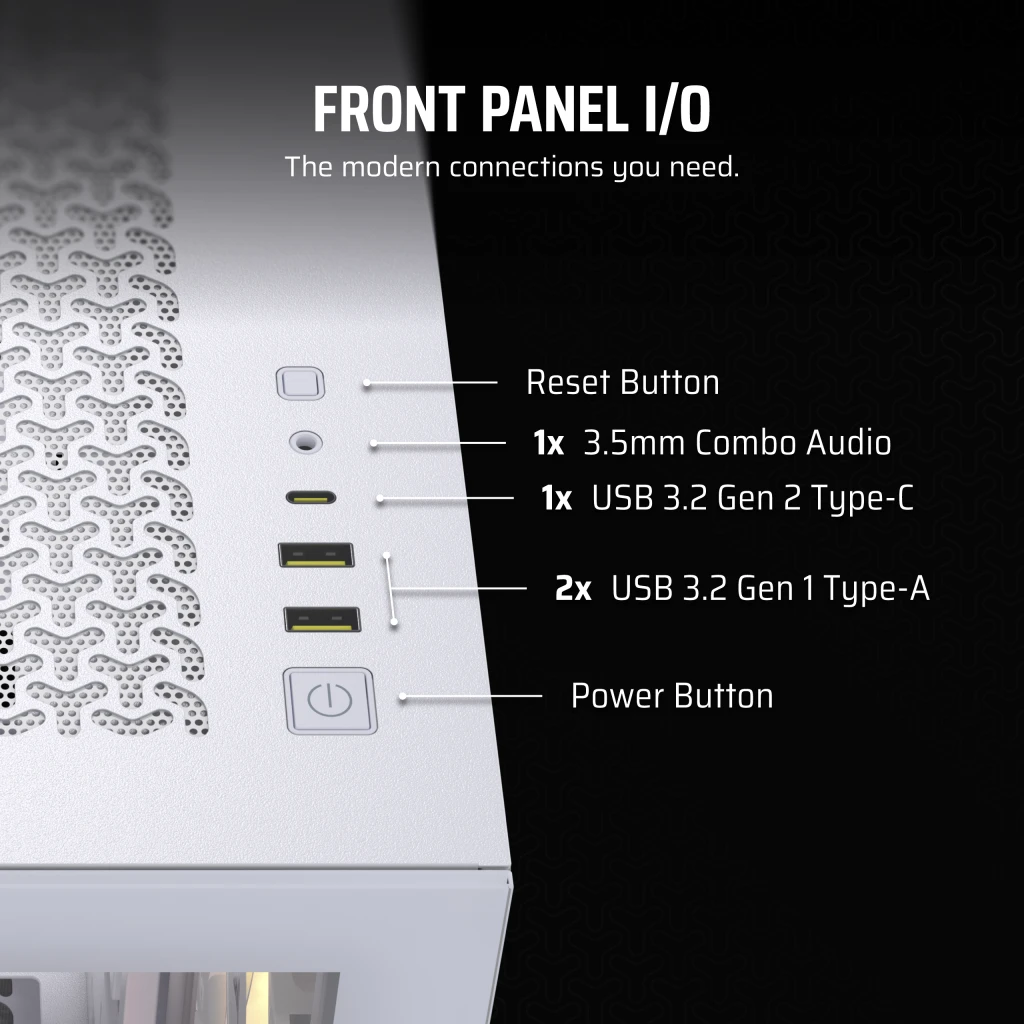 CORSAIR 3500X ARGB White Glass PC Case - Mid-Tower, 3x RS120 ARGB fans, Reverse Connection Motherboard Compatible 11 CORSAIR 3500X ARGB White Glass PC Case - Mid-Tower, 3x RS120 ARGB fans, Reverse Connection Motherboard Compatible - Ảnh 11