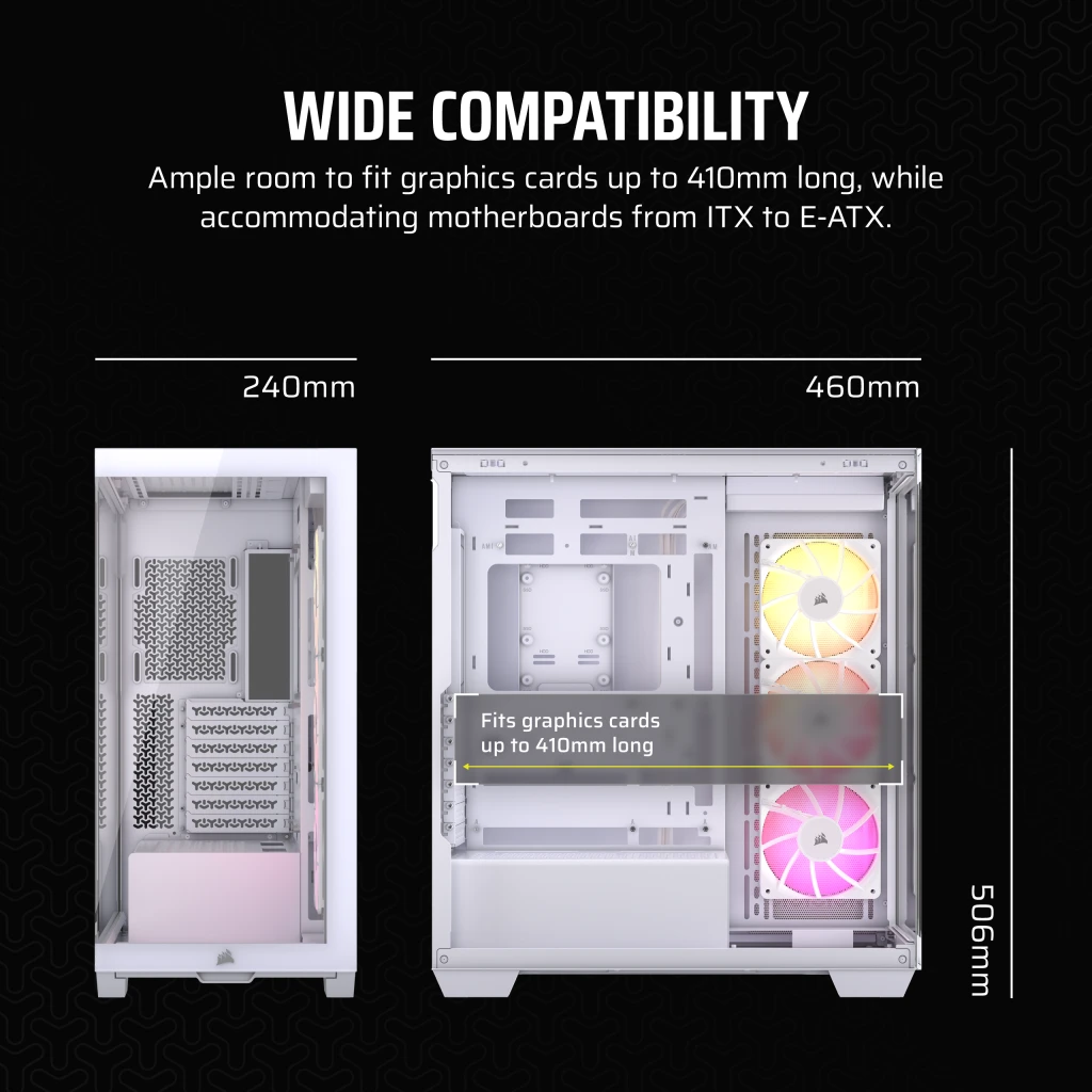 CORSAIR 3500X ARGB White Glass PC Case - Mid-Tower, 3x RS120 ARGB fans, Reverse Connection Motherboard Compatible 12 CORSAIR 3500X ARGB White Glass PC Case - Mid-Tower, 3x RS120 ARGB fans, Reverse Connection Motherboard Compatible - Ảnh 12