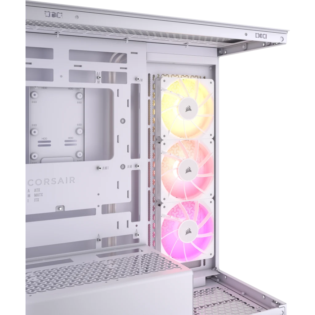 CORSAIR 3500X ARGB White Glass PC Case - Mid-Tower, 3x RS120 ARGB fans, Reverse Connection Motherboard Compatible 6 CORSAIR 3500X ARGB White Glass PC Case - Mid-Tower, 3x RS120 ARGB fans, Reverse Connection Motherboard Compatible - Ảnh 6