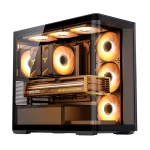 Jonsbo D300 Black Micro-ATX Tower Case - One-Piece Glass Panel AO270 Deg View, MATX Back Plug-in BTF Motherboard, Support 360 AIO