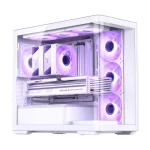 Jonsbo D300 White Micro-ATX Tower Case - One-Piece Glass Panel AO270 Deg View, MATX Back Plug-in BTF Motherboard, Support 360 AIO
