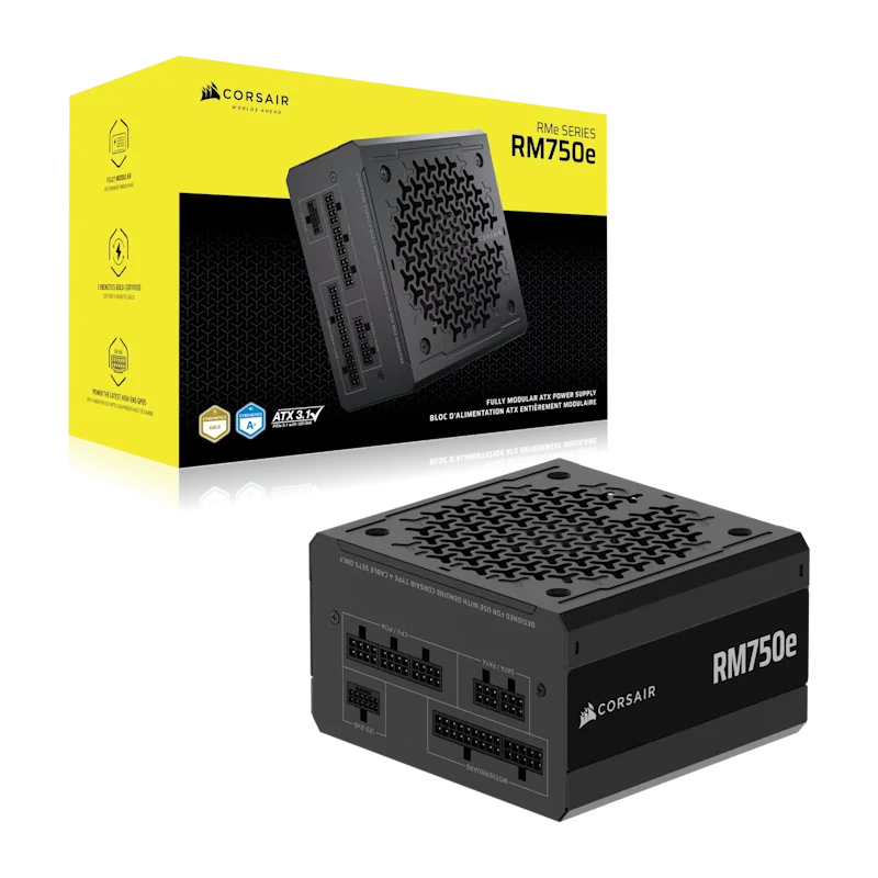 CORSAIR RMe Series RM750e ATX 3.1 PCIe 5.1 (2025) Fully Modular PSU - 12V‑2×6 (GPU), 750 Watt, 80 plus Gold, Low-Noise 2 CORSAIR RMe Series RM750e ATX 3.1 PCIe 5.1 (2025) Fully Modular PSU - 12V‑2×6 (GPU), 750 Watt, 80 plus Gold, Low-Noise - Ảnh 2