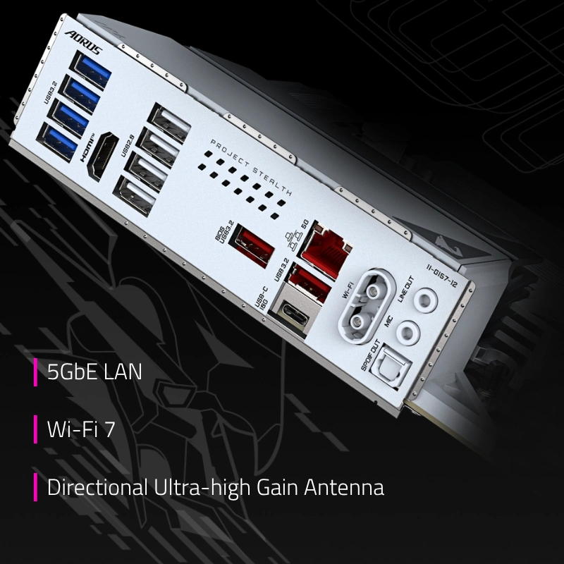 GIGABYTE B850 AORUS STEALTH ICE Wi-Fi 7 LAN 5GbE kết nối tốc độ cao
