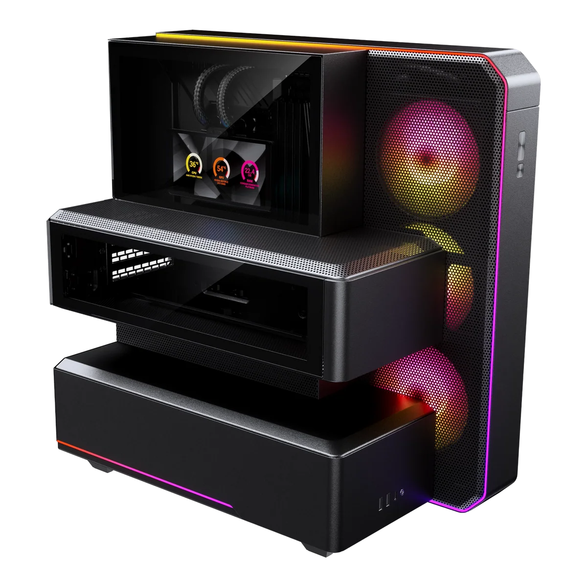 Phanteks EX5 MAX Mid Tower Black Case – AIO 360mm, Màn Hình 6 inch 6 Phanteks EX5 MAX Mid Tower Black Case – AIO 360mm, Màn Hình 6 inch - Ảnh 6