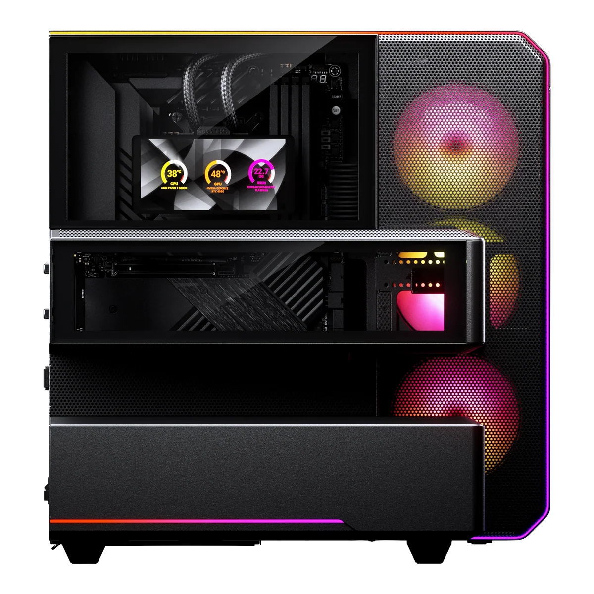 Phanteks EX5 MAX Mid Tower Black Case – AIO 360mm, Màn Hình 6 inch 4 Phanteks EX5 MAX Mid Tower Black Case – AIO 360mm, Màn Hình 6 inch - Ảnh 4