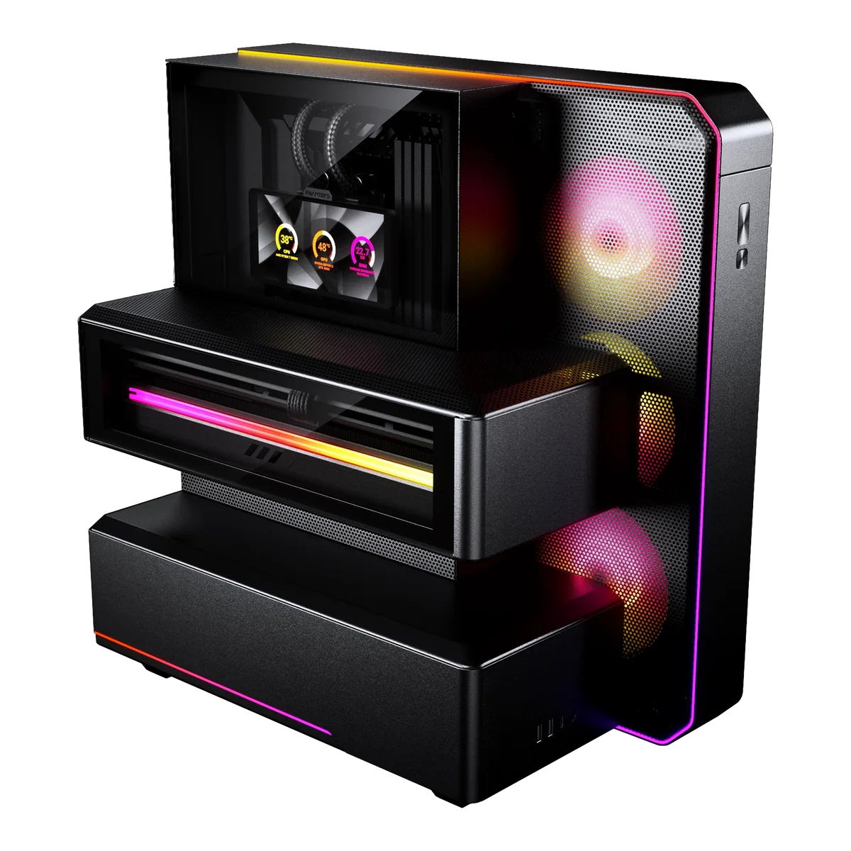 Phanteks EX5 MAX Mid Tower Black Case – AIO 360mm, Màn Hình 6 inch 1 Phanteks EX5 MAX Mid Tower Black Case – AIO 360mm, Màn Hình 6 inch