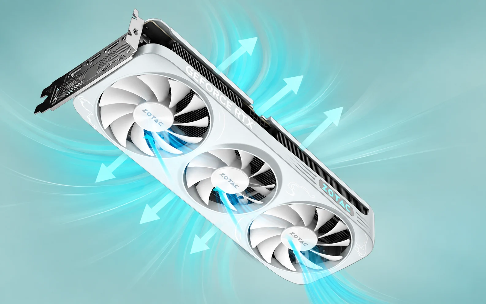 ZOTAC GAMING GeForce RTX 5060Ti 8GB MOON WHITE OC Graphics Card 17 Tản nhiệt ZOTAC RTX 5060 Ti MOON WHITE OC ba quạt