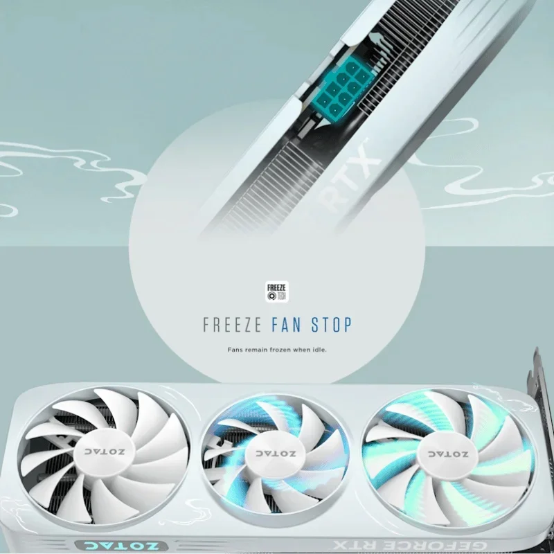 ZOTAC GAMING GeForce RTX 5060Ti 8GB MOON WHITE OC Graphics Card 20 ZOTAC RTX 5060 Ti MOON WHITE OC nguồn 8-pin FREEZE Fan Stop