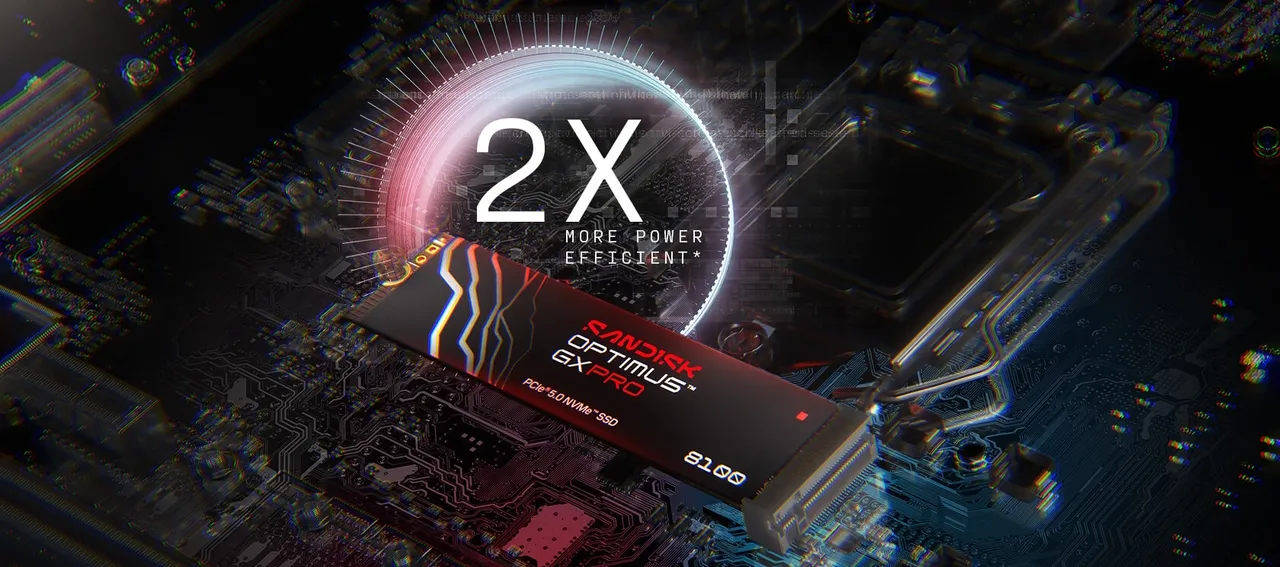 SANDISK Optimus GX PRO 8100 NVMe SSD 1TB – PCIe 5.0, đọc 14900MB/s 13 SANDISK Optimus GX PRO 8100 NVMe SSD 1TB hiệu suất điện năng PCIe 5.0 không heatsink