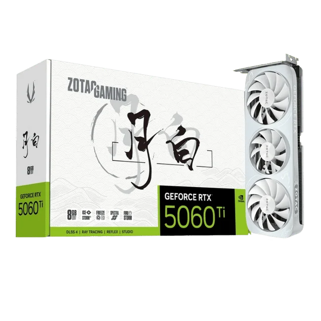ZOTAC GAMING GeForce RTX 5060Ti 8GB MOON WHITE OC Graphics Card 1 ZOTAC GAMING GeForce RTX 5060Ti 8GB MOON WHITE OC Graphics Card
